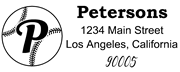 Baseball Outline Script Letter P Monogram Stamp Sample